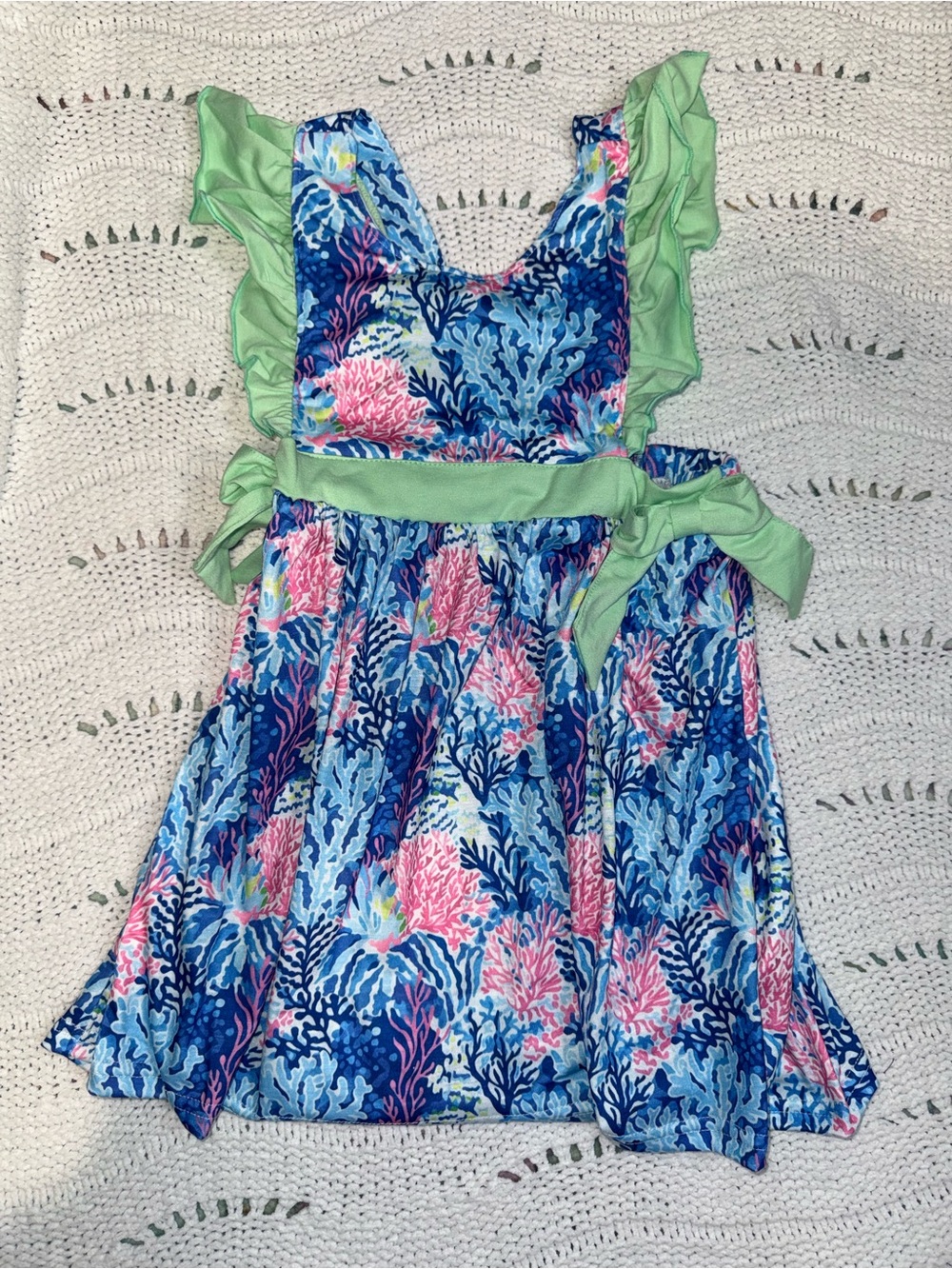 NWT Abby & Evie Mint & Blue Coral Print Girls' Dress